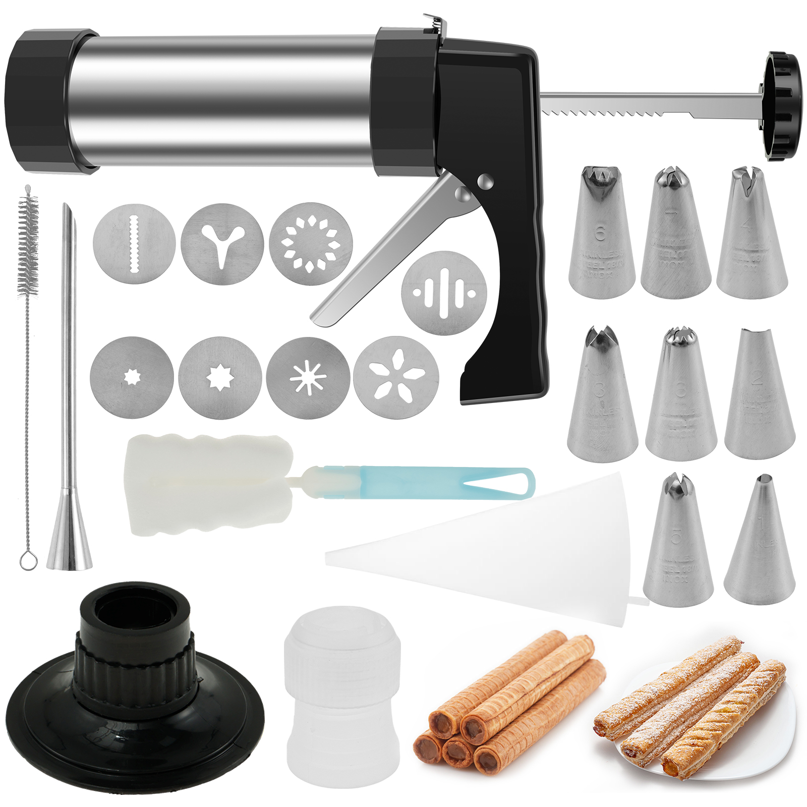 Churros Maker Gun - Stainless Steel Cookie Gun Churros Maker