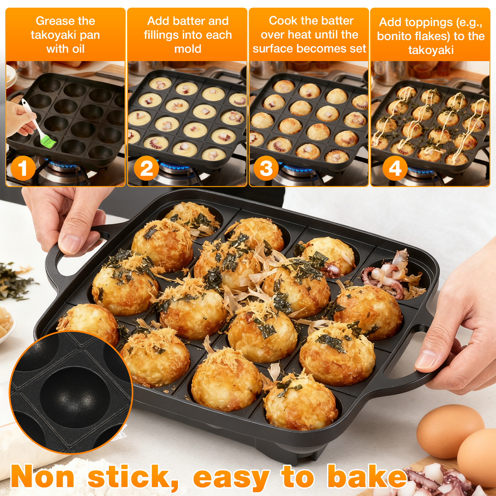 Takoyaki Pan Nonstick Japanese - Takoyaki Grill Plate recension och pris