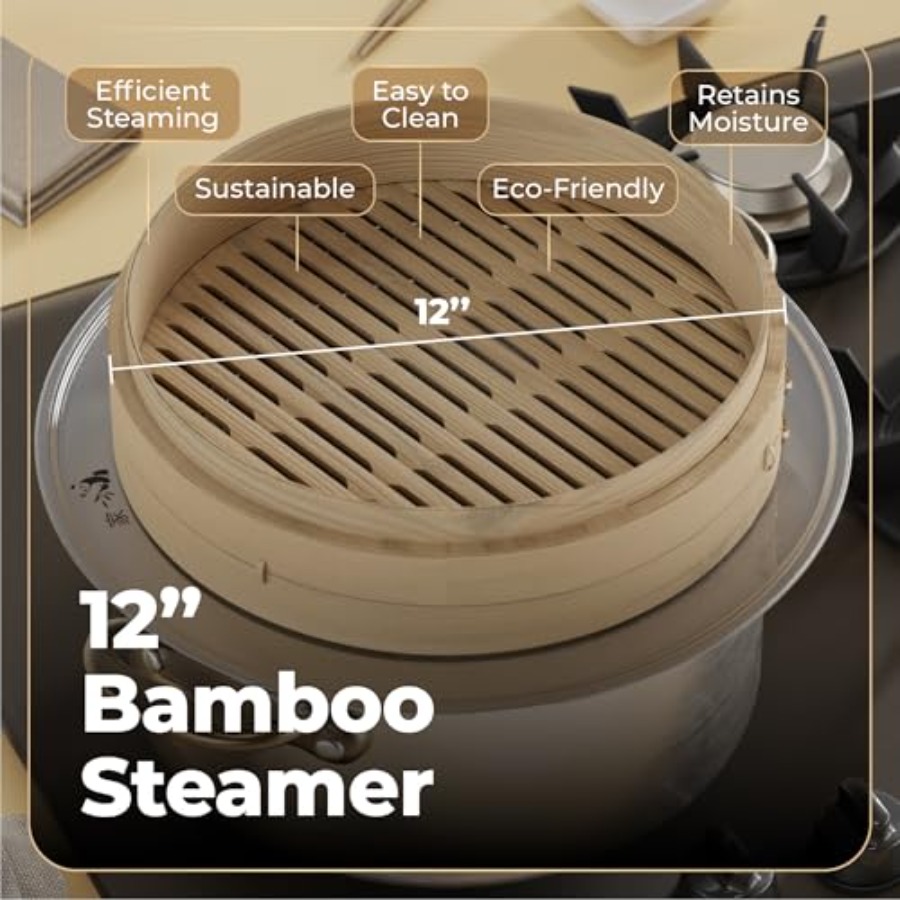 Bamboo Steamer Basket - 2-Tier - Bao Steamer Bamboo recension och pris